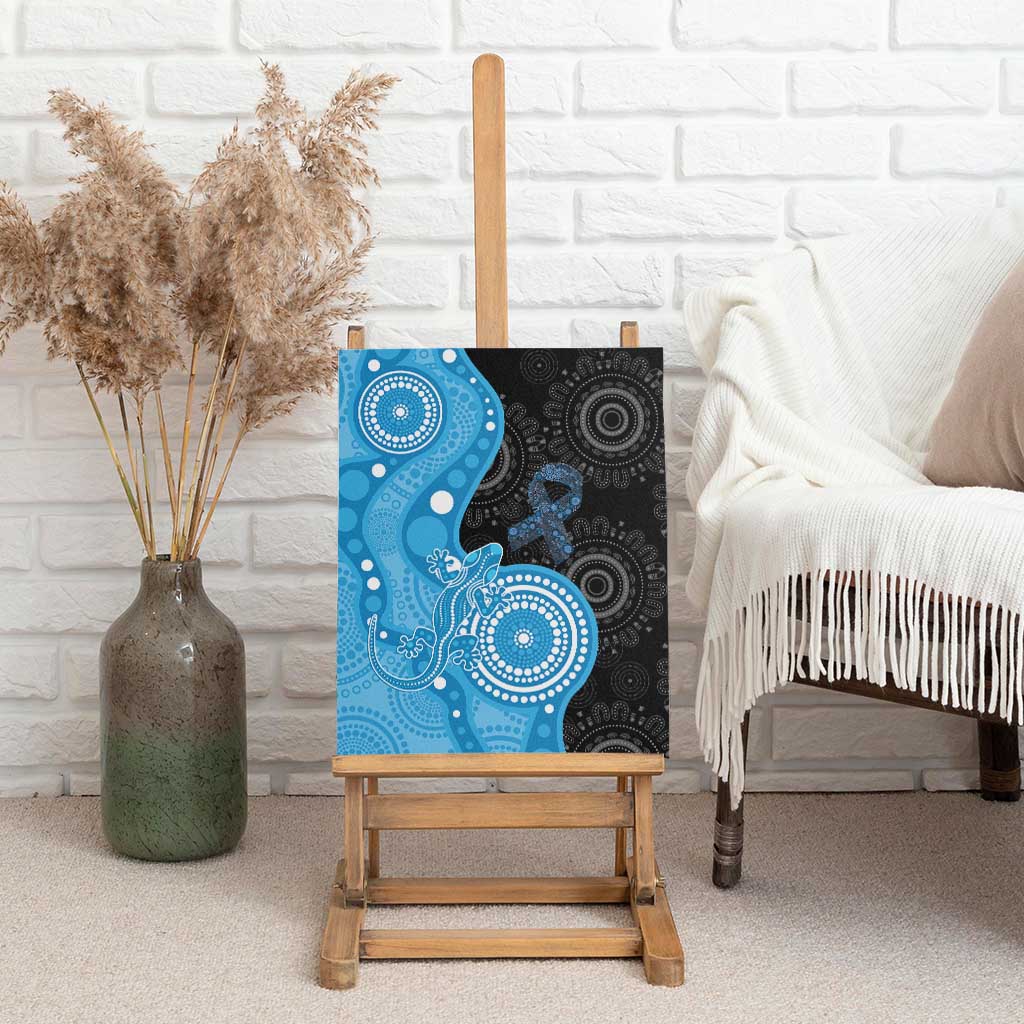 Australia Autism Awareness Month Canvas Wall Art Indigenous Lizard With Blue Ribbon - Aussie Hoodie