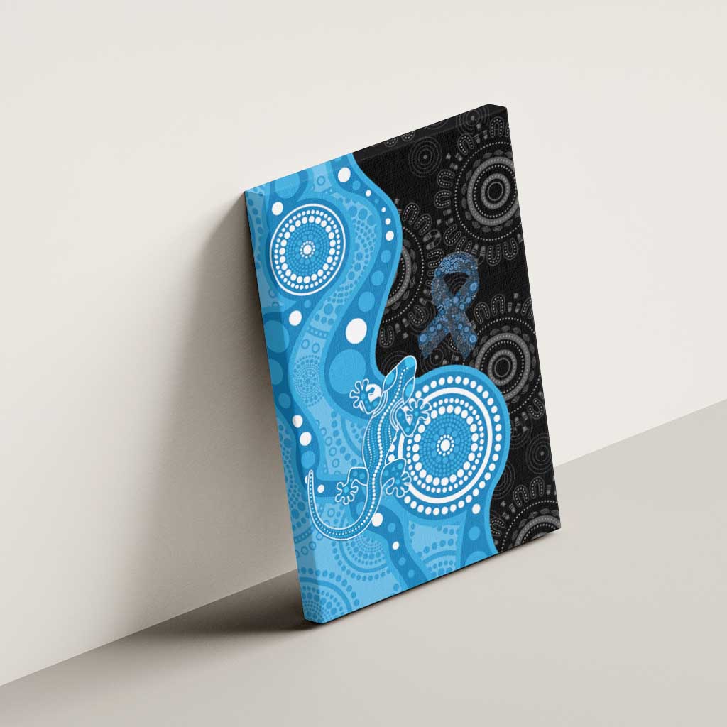 Australia Autism Awareness Month Canvas Wall Art Indigenous Lizard With Blue Ribbon - Aussie Hoodie