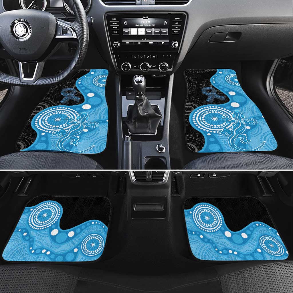Australia Autism Awareness Month Car Mats Indigenous Lizard With Blue Ribbon - Aussie Hoodie