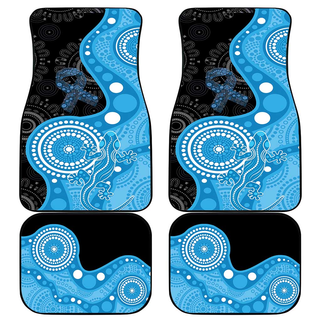 Australia Autism Awareness Month Car Mats Indigenous Lizard With Blue Ribbon - Aussie Hoodie