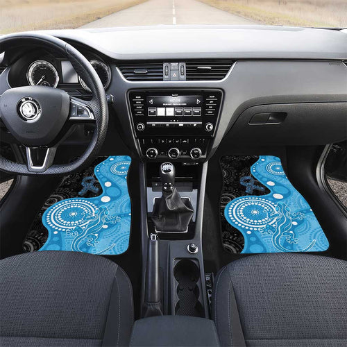 Australia Autism Awareness Month Car Mats Indigenous Lizard With Blue Ribbon - Aussie Hoodie