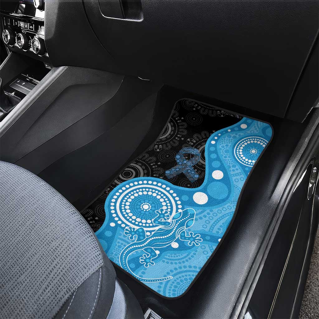 Australia Autism Awareness Month Car Mats Indigenous Lizard With Blue Ribbon - Aussie Hoodie