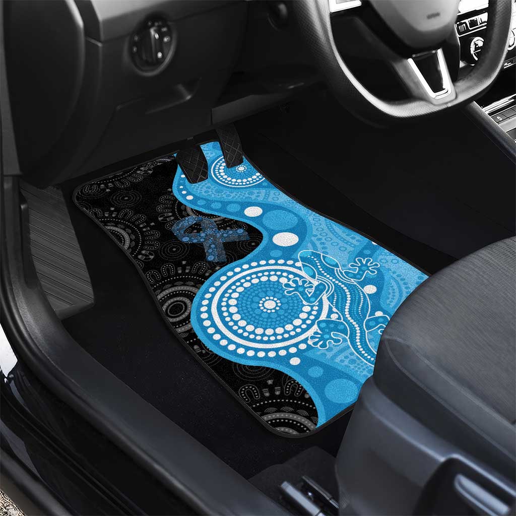 Australia Autism Awareness Month Car Mats Indigenous Lizard With Blue Ribbon - Aussie Hoodie