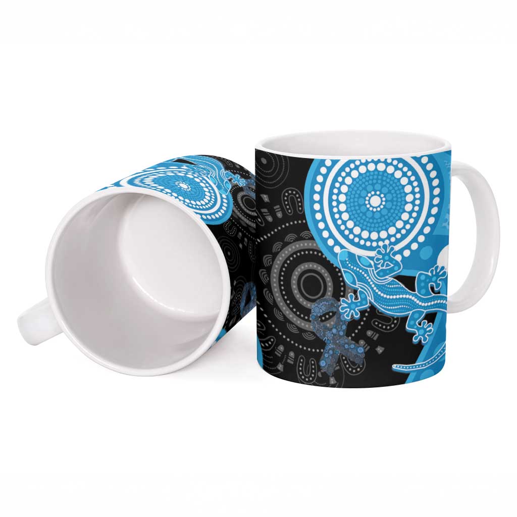 Australia Autism Awareness Month Ceramic Mug Indigenous Lizard With Blue Ribbon - Aussie Hoodie