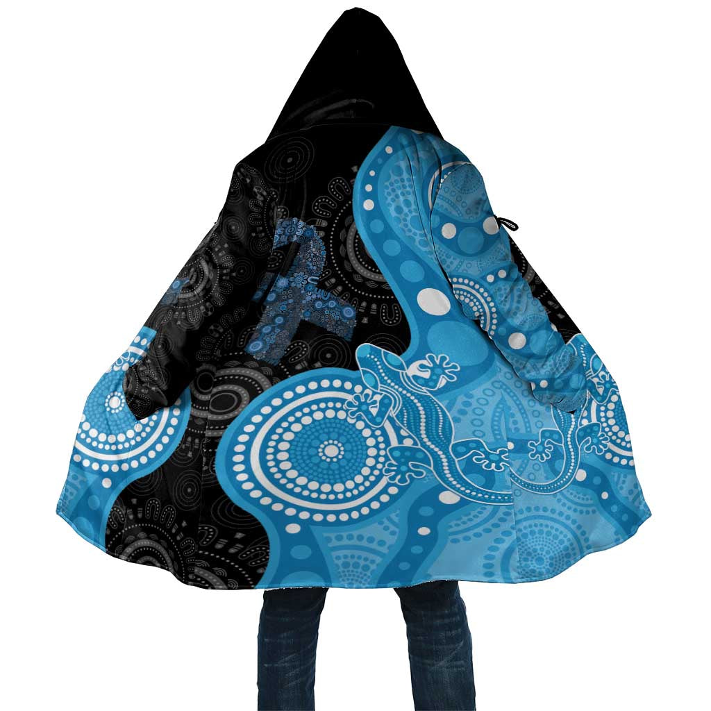 Australia Autism Awareness Month Cloak Indigenous Lizard With Blue Ribbon - Aussie Hoodie