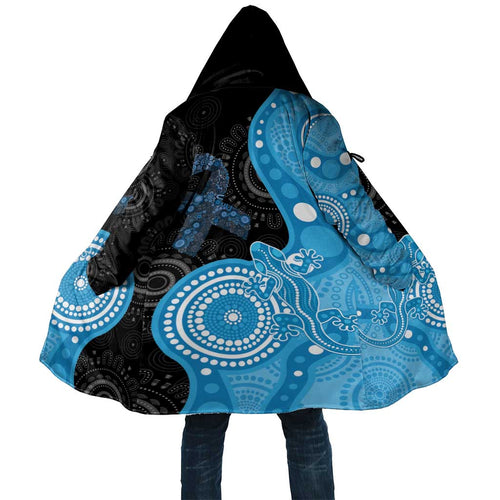 Australia Autism Awareness Month Cloak Indigenous Lizard With Blue Ribbon - Aussie Hoodie