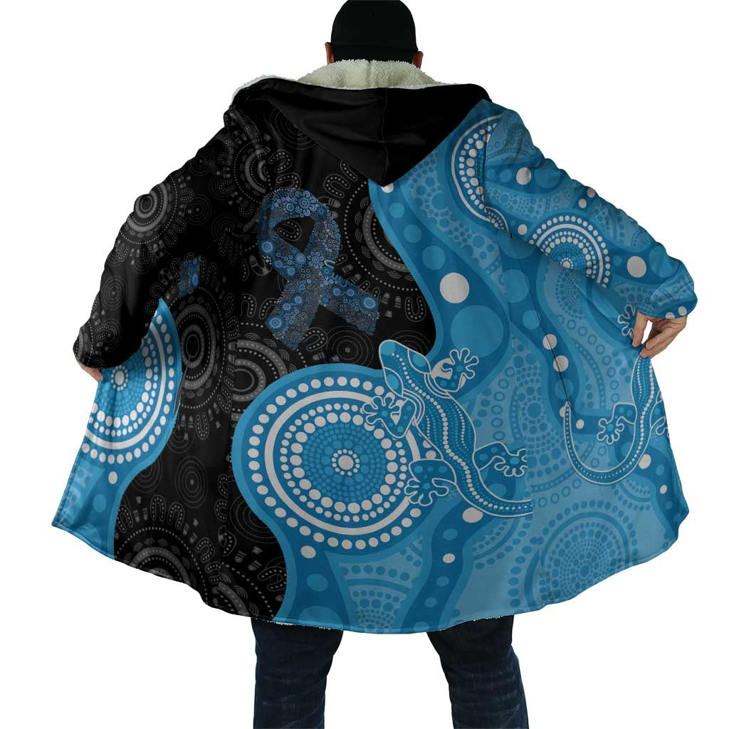 Australia Autism Awareness Month Cloak Indigenous Lizard With Blue Ribbon - Aussie Hoodie