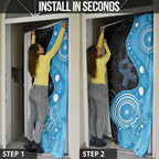 Australia Autism Awareness Month Door Cover Indigenous Lizard With Blue Ribbon - Aussie Hoodie