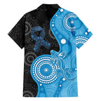 Australia Autism Awareness Month Family Matching Mermaid Dress and Hawaiian Shirt Indigenous Lizard With Blue Ribbon - Aussie Hoodie