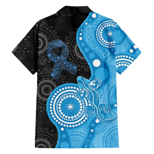 Australia Autism Awareness Month Family Matching Mermaid Dress and Hawaiian Shirt Indigenous Lizard With Blue Ribbon - Aussie Hoodie