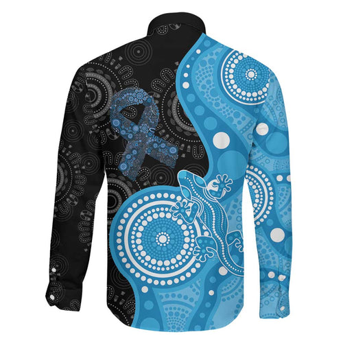 Australia Autism Awareness Month Family Matching Mermaid Dress and Hawaiian Shirt Indigenous Lizard With Blue Ribbon - Aussie Hoodie