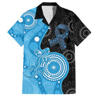 Australia Autism Awareness Month Family Matching Off Shoulder Short Dress and Hawaiian Shirt Indigenous Lizard With Blue Ribbon - Aussie Hoodie