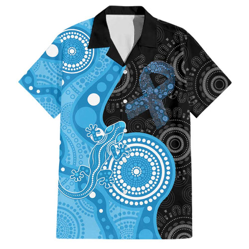 Australia Autism Awareness Month Family Matching Puletasi and Hawaiian Shirt Indigenous Lizard With Blue Ribbon - Aussie Hoodie