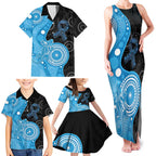 Australia Autism Awareness Month Family Matching Tank Maxi Dress and Hawaiian Shirt Indigenous Lizard With Blue Ribbon - Aussie Hoodie