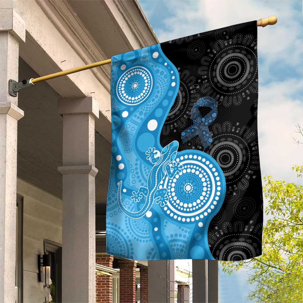 Australia Autism Awareness Month Garden Flag Indigenous Lizard With Blue Ribbon - Aussie Hoodie