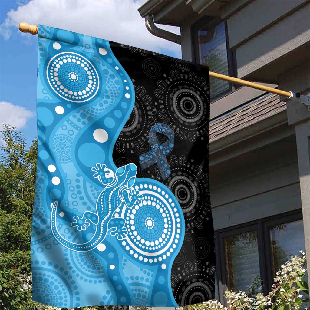 Australia Autism Awareness Month Garden Flag Indigenous Lizard With Blue Ribbon - Aussie Hoodie
