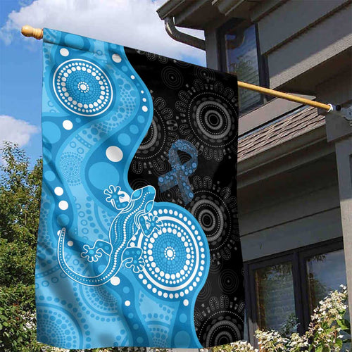Australia Autism Awareness Month Garden Flag Indigenous Lizard With Blue Ribbon - Aussie Hoodie