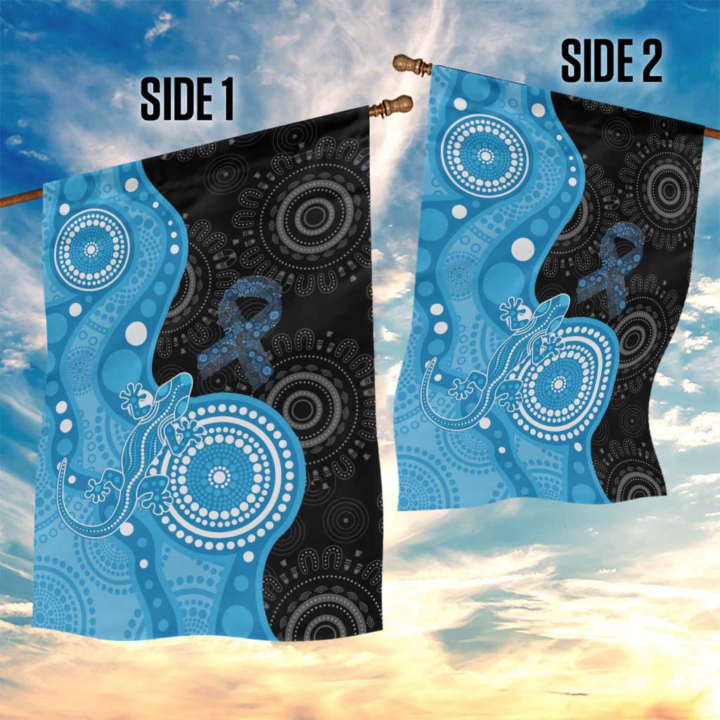Australia Autism Awareness Month Garden Flag Indigenous Lizard With Blue Ribbon - Aussie Hoodie