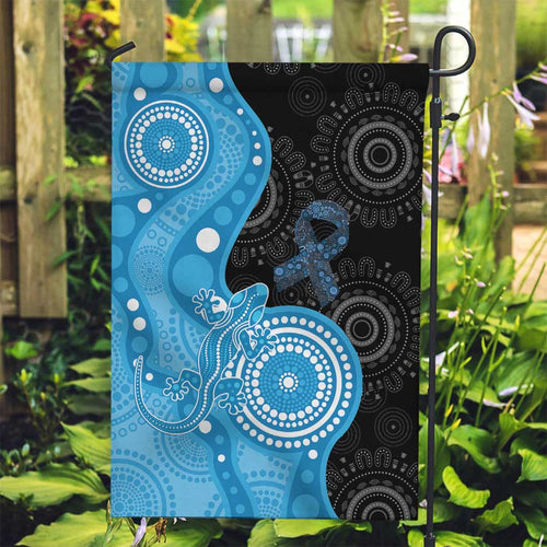 Australia Autism Awareness Month Garden Flag Indigenous Lizard With Blue Ribbon - Aussie Hoodie