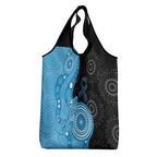 Australia Autism Awareness Month Grocery Bag Indigenous Lizard With Blue Ribbon - Aussie Hoodie