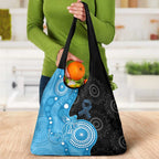 Australia Autism Awareness Month Grocery Bag Indigenous Lizard With Blue Ribbon - Aussie Hoodie