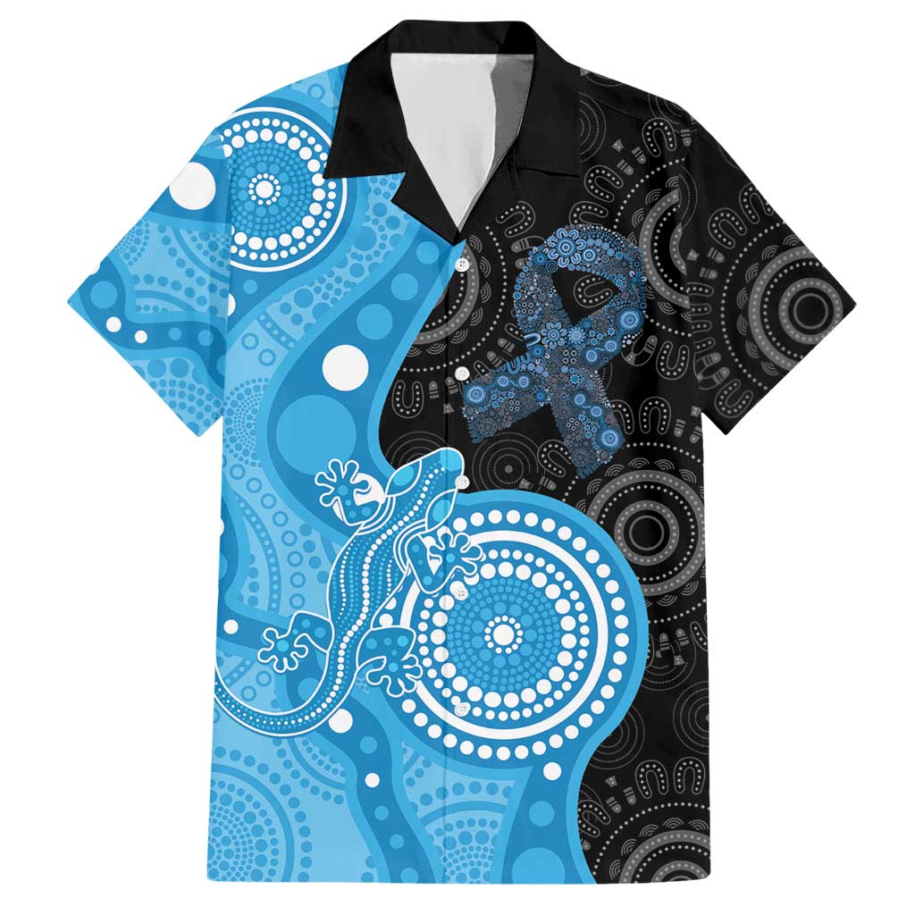 Australia Autism Awareness Month Hawaiian Shirt Indigenous Lizard With Blue Ribbon - Aussie Hoodie