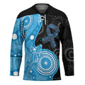 Australia Autism Awareness Month Hockey Jersey Indigenous Lizard With Blue Ribbon - Aussie Hoodie