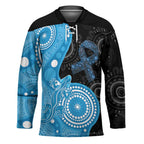 Australia Autism Awareness Month Hockey Jersey Indigenous Lizard With Blue Ribbon - Aussie Hoodie
