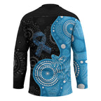 Australia Autism Awareness Month Hockey Jersey Indigenous Lizard With Blue Ribbon - Aussie Hoodie