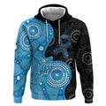 Australia Autism Awareness Month Hoodie Indigenous Lizard With Blue Ribbon - Aussie Hoodie