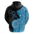 Australia Autism Awareness Month Hoodie Indigenous Lizard With Blue Ribbon - Aussie Hoodie