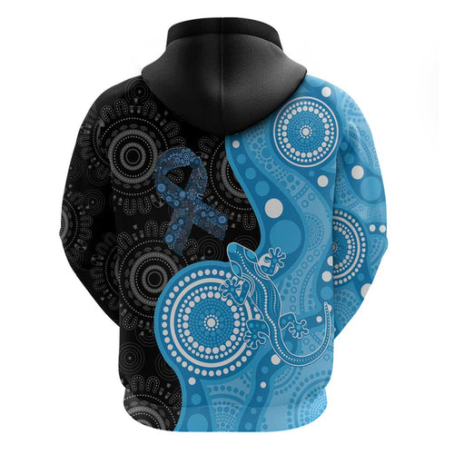 Australia Autism Awareness Month Hoodie Indigenous Lizard With Blue Ribbon - Aussie Hoodie