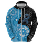 Australia Autism Awareness Month Hoodie Indigenous Lizard With Blue Ribbon - Aussie Hoodie