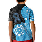 Australia Autism Awareness Month Kid Polo Shirt Indigenous Lizard With Blue Ribbon - Aussie Hoodie