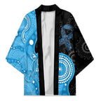 Australia Autism Awareness Month Kimono Indigenous Lizard With Blue Ribbon - Aussie Hoodie