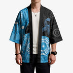 Australia Autism Awareness Month Kimono Indigenous Lizard With Blue Ribbon - Aussie Hoodie