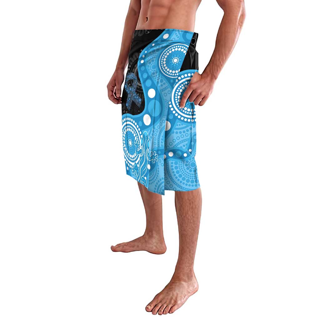 Australia Autism Awareness Month Lavalava Indigenous Lizard With Blue Ribbon - Aussie Hoodie