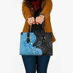 Australia Autism Awareness Month Leather Bag Indigenous Lizard With Blue Ribbon - Aussie Hoodie
