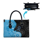Australia Autism Awareness Month Leather Bag Indigenous Lizard With Blue Ribbon - Aussie Hoodie