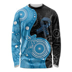 Australia Autism Awareness Month Long Sleeve Shirt Indigenous Lizard With Blue Ribbon - Aussie Hoodie