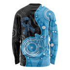 Australia Autism Awareness Month Long Sleeve Shirt Indigenous Lizard With Blue Ribbon - Aussie Hoodie