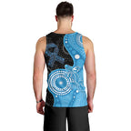 Australia Autism Awareness Month Men Tank Top Indigenous Lizard With Blue Ribbon - Aussie Hoodie