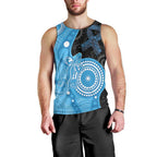 Australia Autism Awareness Month Men Tank Top Indigenous Lizard With Blue Ribbon - Aussie Hoodie