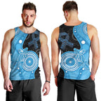 Australia Autism Awareness Month Men Tank Top Indigenous Lizard With Blue Ribbon - Aussie Hoodie