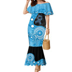 Australia Autism Awareness Month Mermaid Dress Indigenous Lizard With Blue Ribbon - Aussie Hoodie