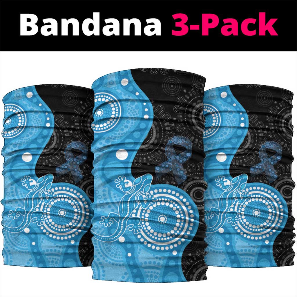 Australia Autism Awareness Month Neck Gaiter Indigenous Lizard With Blue Ribbon - Aussie Hoodie