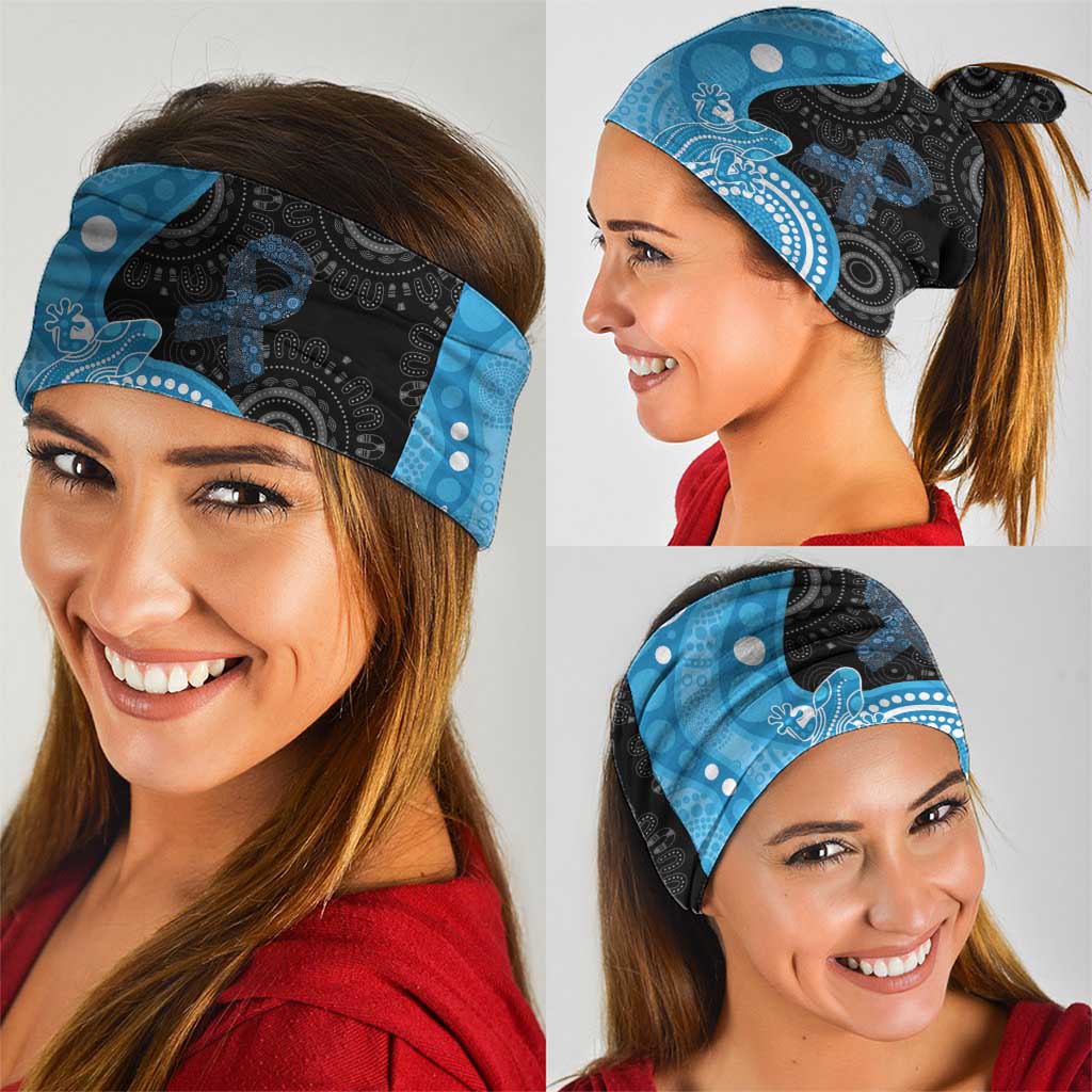 Australia Autism Awareness Month Neck Gaiter Indigenous Lizard With Blue Ribbon - Aussie Hoodie