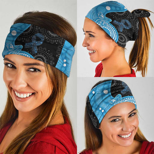 Australia Autism Awareness Month Neck Gaiter Indigenous Lizard With Blue Ribbon - Aussie Hoodie