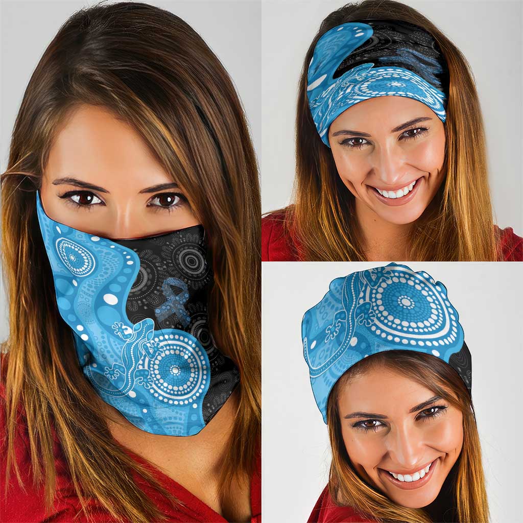 Australia Autism Awareness Month Neck Gaiter Indigenous Lizard With Blue Ribbon - Aussie Hoodie