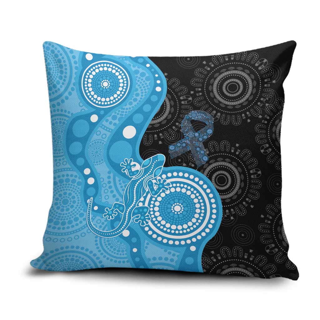 Australia Autism Awareness Month Pillow Cover Indigenous Lizard With Blue Ribbon - Aussie Hoodie